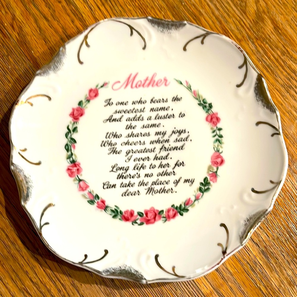 Vintage Mother plate trimmed in 18 carat gold